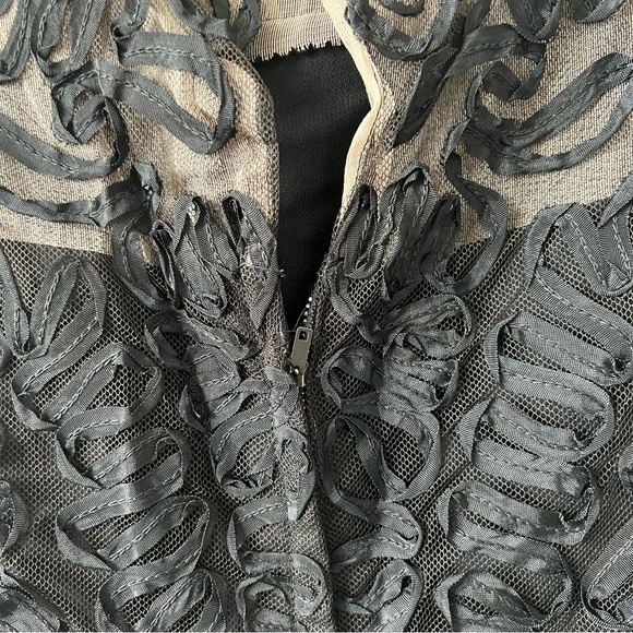 Vintage 1950’s Ribbon Party Dress, LBD, Soutache Cocktail, Black Mesh, M/LG - Picture 7 of 9